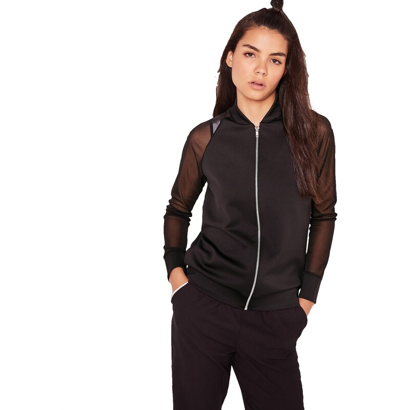 MISSGUIDED Černý bomber s raglan rukávy