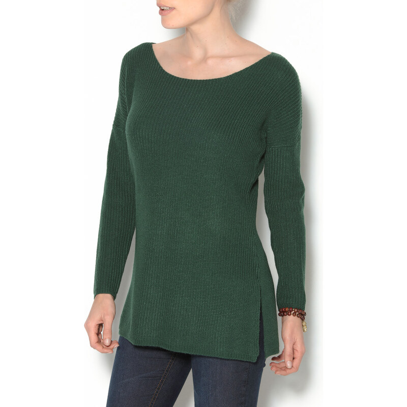 Venca Dlouhý pulovr s rozparky zelená