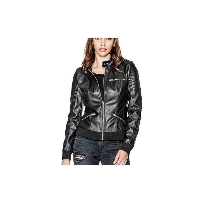 Bunda G by Guess Charlene Faux-Leather Jacket černá