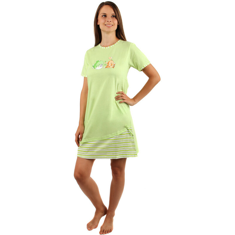 YooY Noční košilka s obrázkem rybiček (zelená, M)