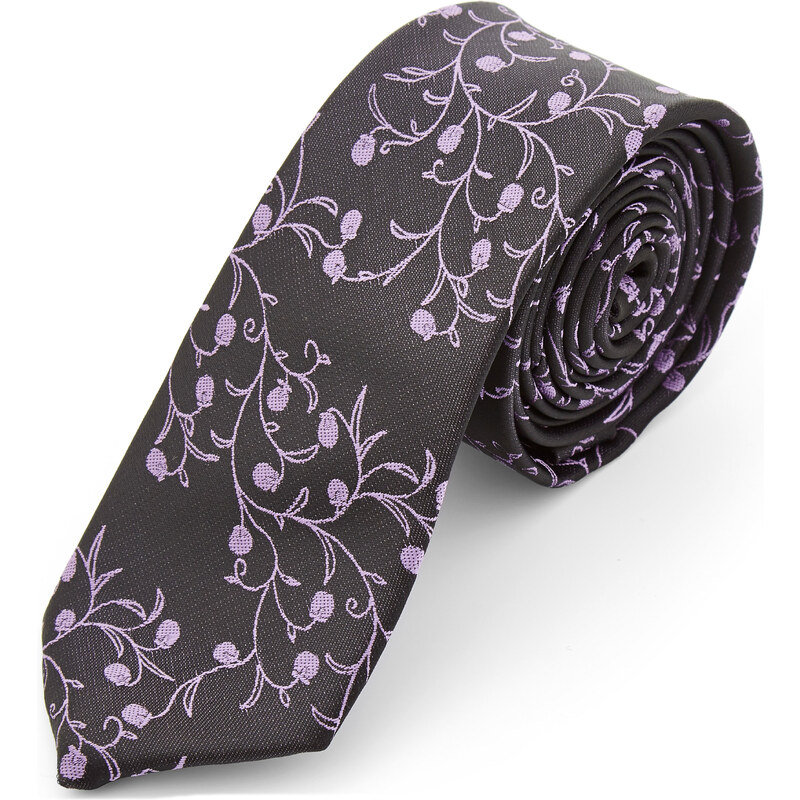 Trendhim Tmavě fialová a levandulová polyesterová kravata A6-5-11667