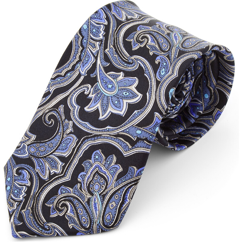 Trendhim Široká modrá barokní hedvábná kravata B2-6-11670