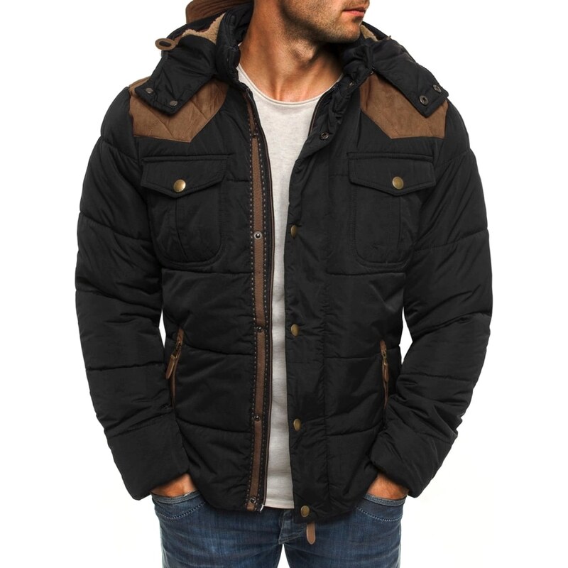 Teplá zimní stylová bunda černá J.STYLE 3091