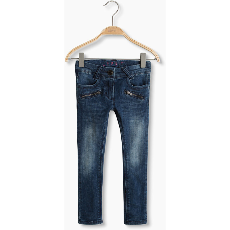 Esprit Strečové džíny se zipy a lesklými kamínky
