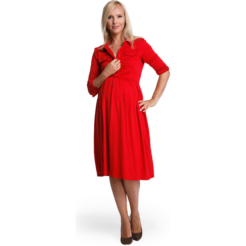 Happymum Červené těhotenské šaty Levina
