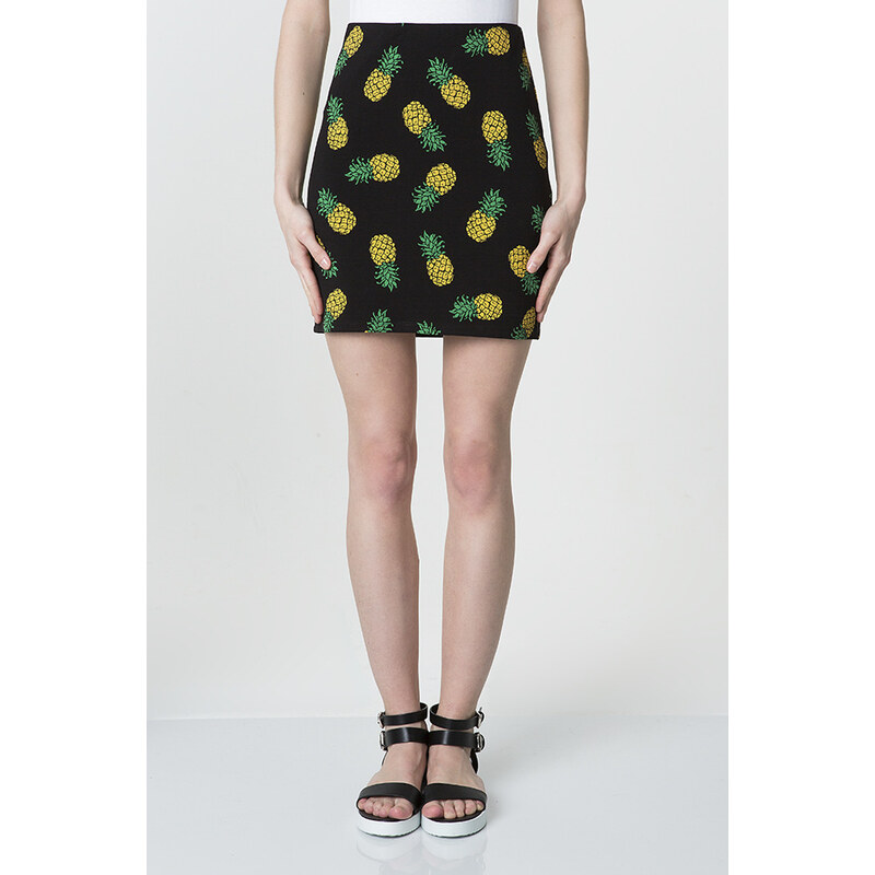 Tally Weijl Black "Pineapple" Print Bodycon Skirt