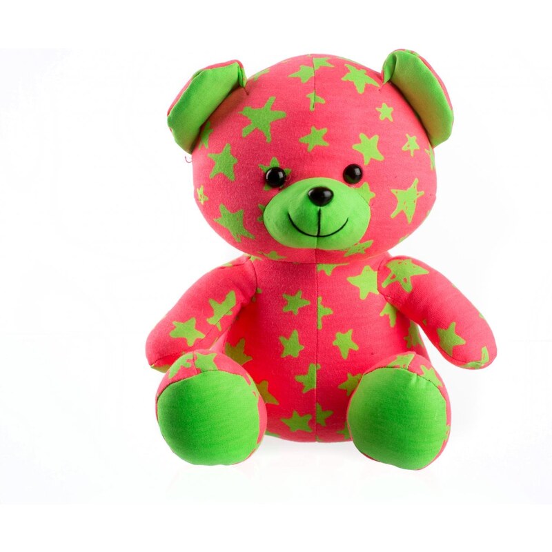 Teddies Medvídek svítící ve tmě, 21 cm, růžovo-zelený