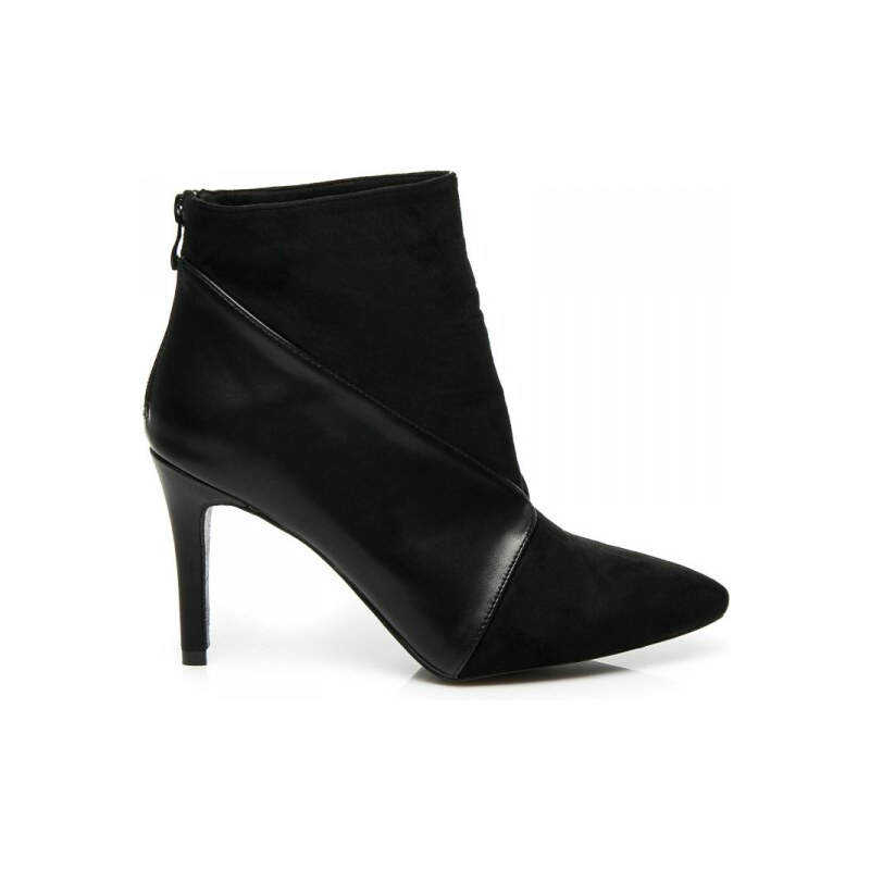 VICES Luxusní černé semišové kotníkové boty s koženými vložkami