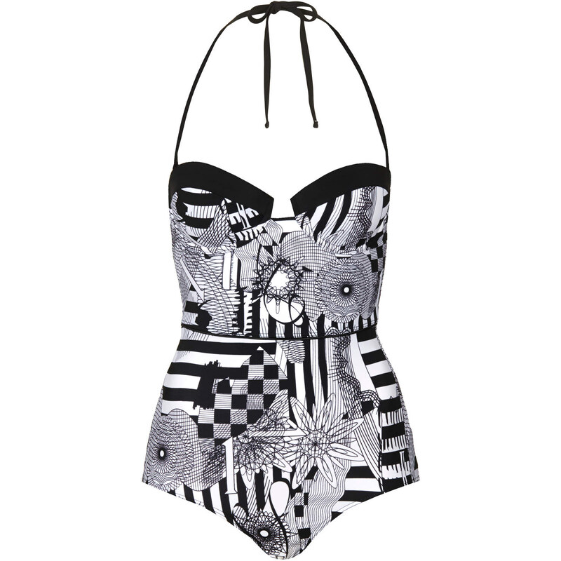 Topshop Spyrograph Print Swimsuit