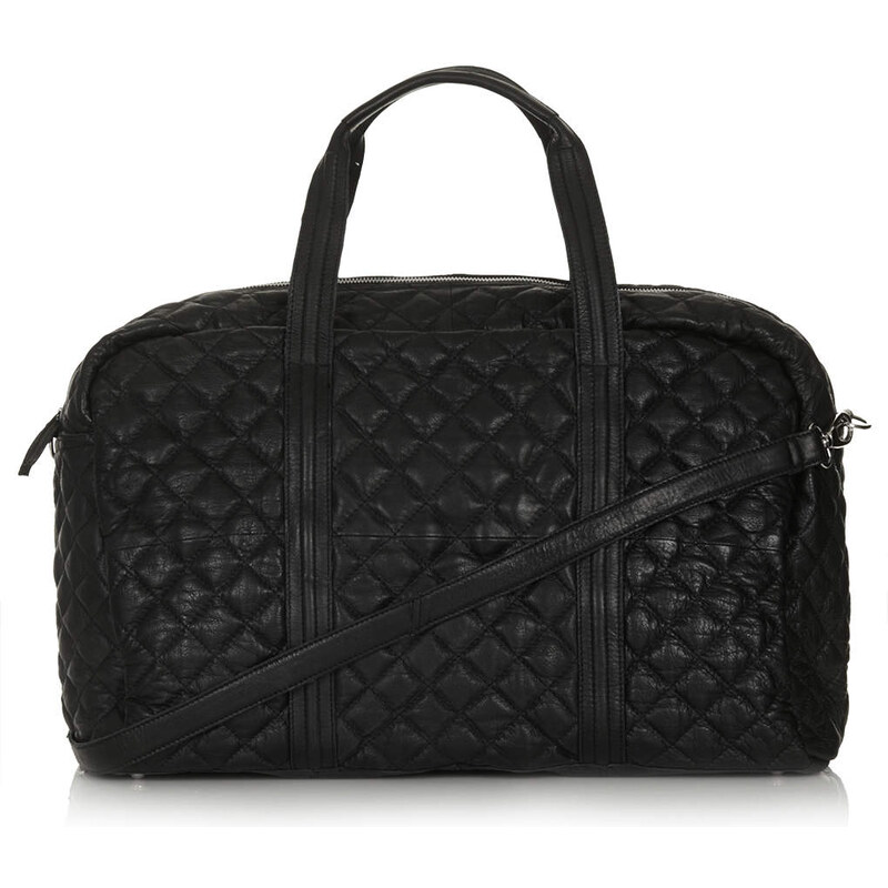Topshop Premium Leather Quilted Luggage Bag