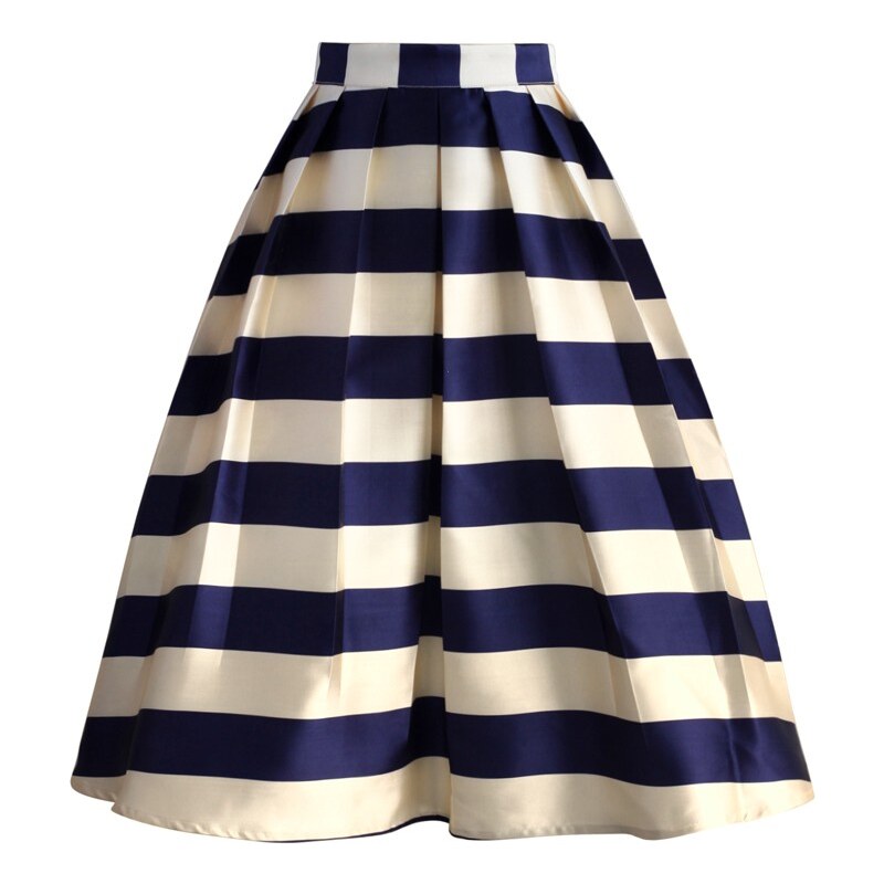 Skládaná pruhovaná námořnická sukně Chicwish XXL