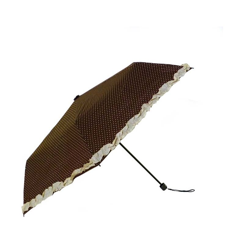 Susino Deštník skládací s volánkem hnědý