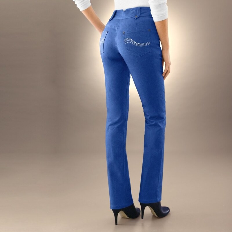 Blancheporte Rovné stahující kalhoty tmavě modrá