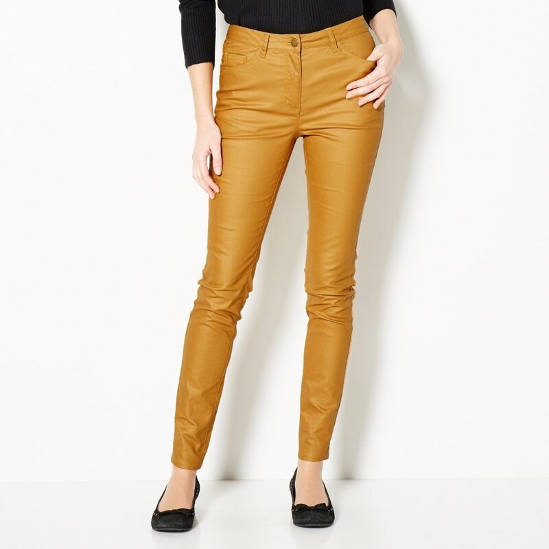 Blancheporte Kalhoty v koženém vzhledu šafránová
