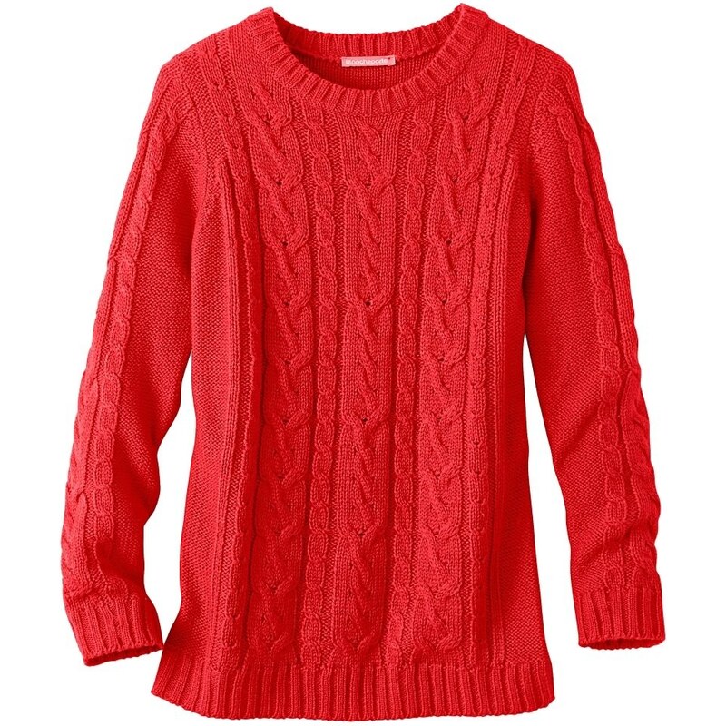 Blancheporte Jednobarevný pulovr s copánkovým vzorem korálová