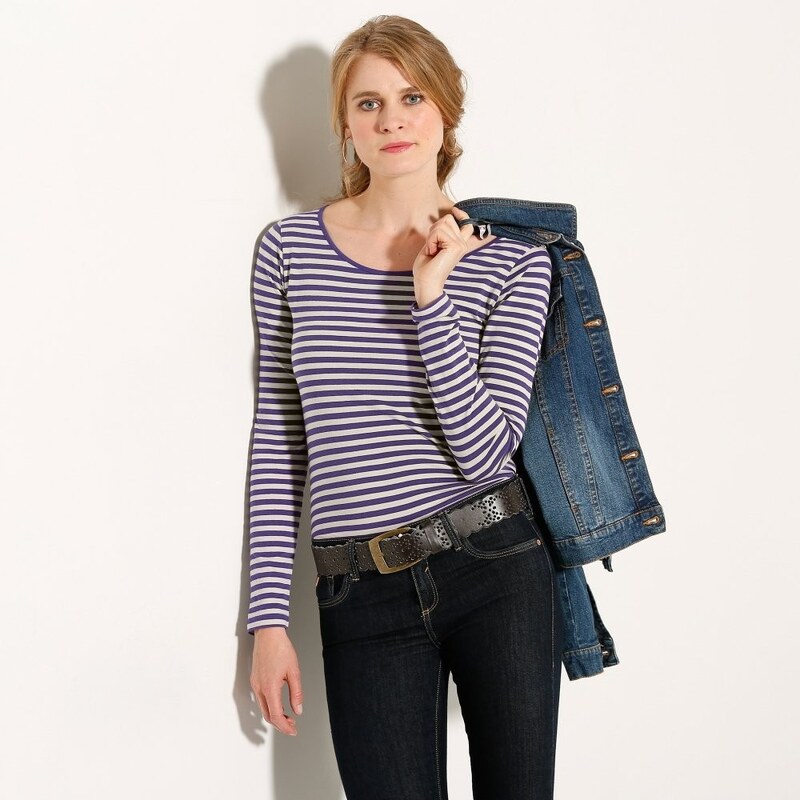 Blancheporte Pruhované tričko s dlouhými rukávy fialová/režná