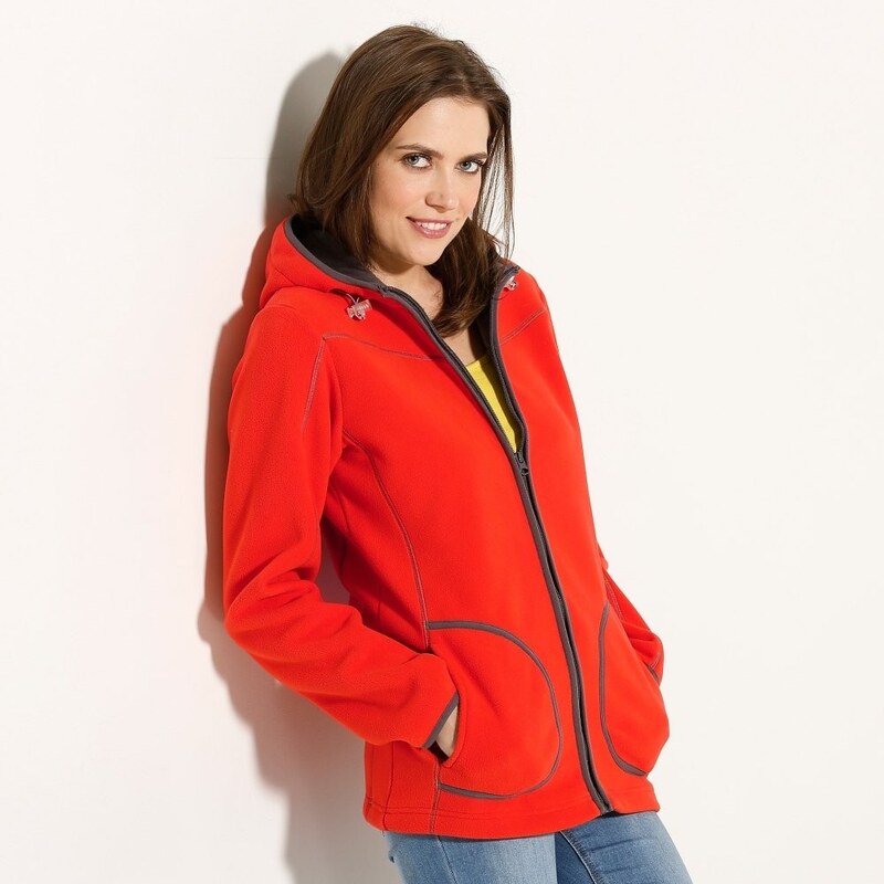 Blancheporte Dvoubarevná fleecová bunda na zip oranžová/antracitová