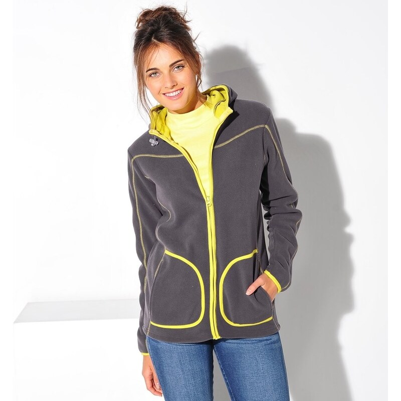 Blancheporte Dvoubarevná fleecová bunda na zip antracitová/anýzová