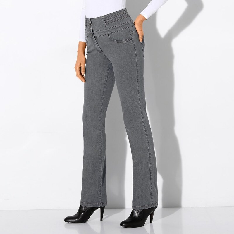 Blancheporte Rovné džíny s vysokým pasem šedá