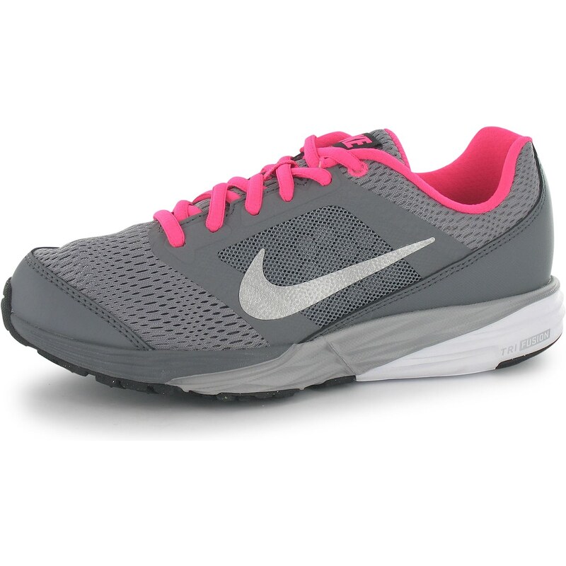 Nike Tri Fusion Girls Running Shoes Grey/Silv/Pink