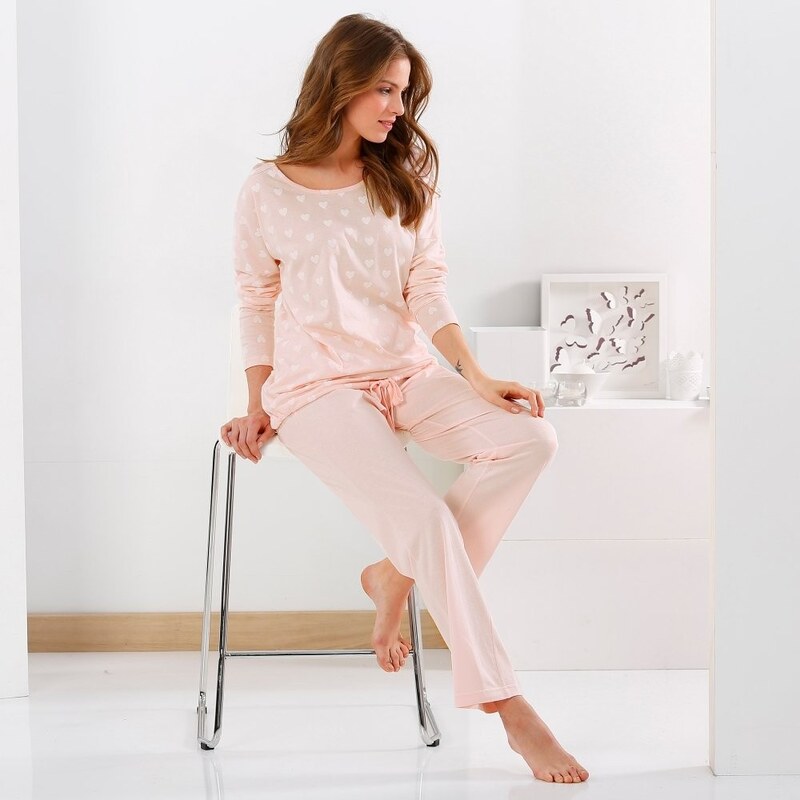 Blancheporte Pyžamová souprava tričko a kalhoty růžová