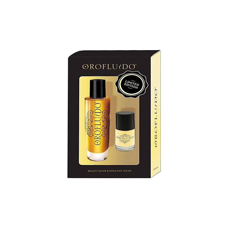 Orofluido Elixir Kit dárková sada W - 50ml Beauty Elixir + 10ml Nail Polish Gold Pro všechny typy vlasů