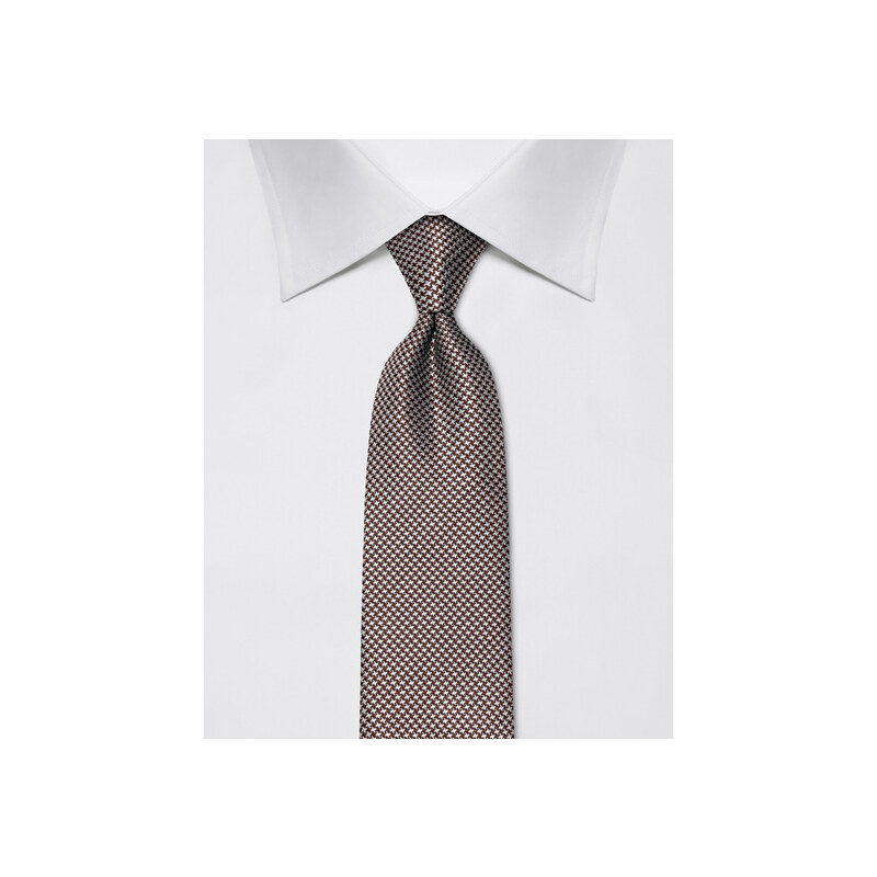 Tmavě hnědá kravata Vincenzo Boretti 21989 - kohoutí stopa