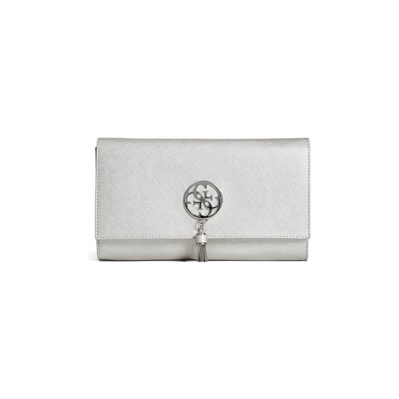 Kabelka Guess Quattro G Tassel Clutch stříbrná