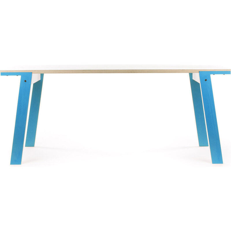 Modrý jídelní/pracovní stůl rform Flat, deska 150x75 cm