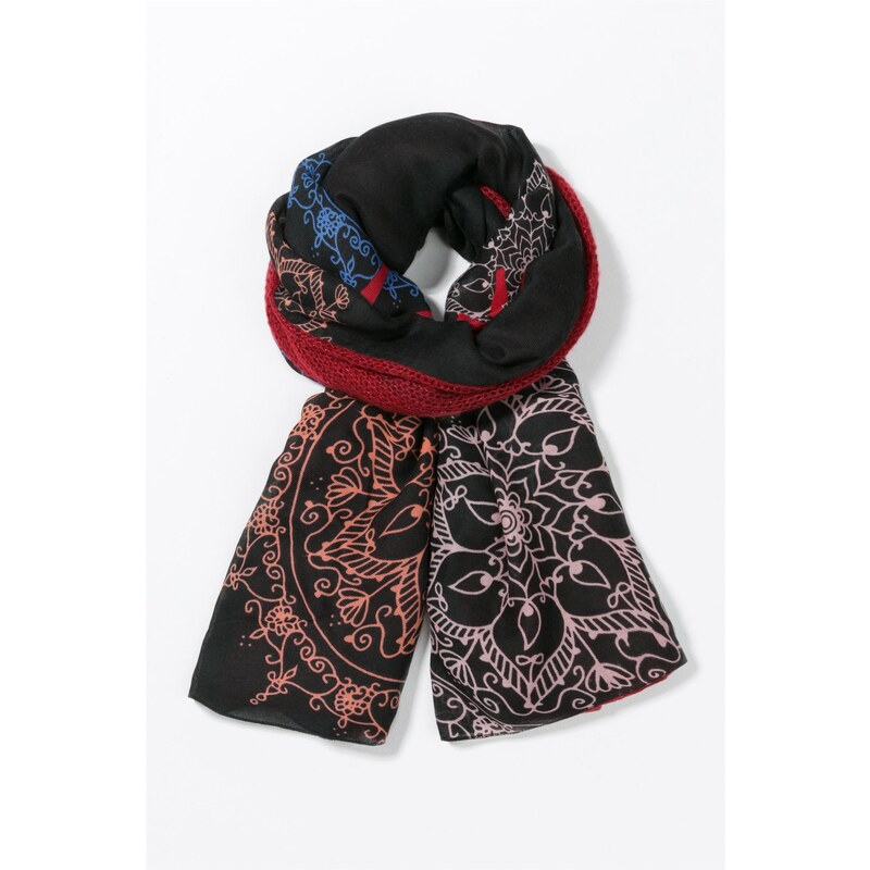 Desigual černo-červený šátek Mixto Bicolor