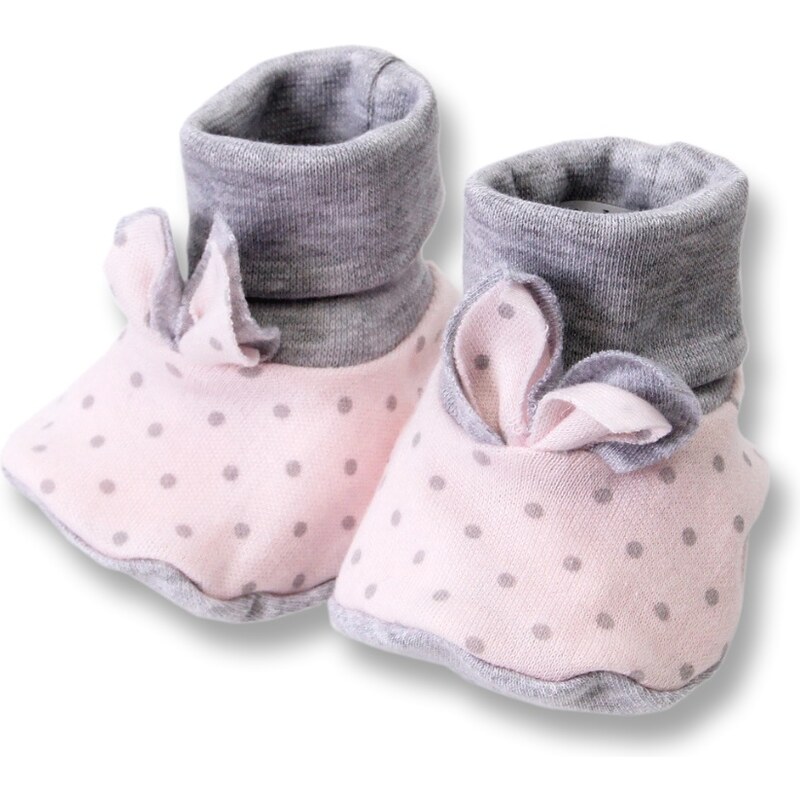 Lafel Dívčí puntíkované ponožky/capáčky Cat - růžové