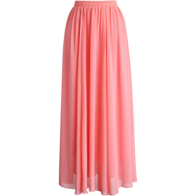 Dlouhá korálová šifónová letní sukně Chicwish M