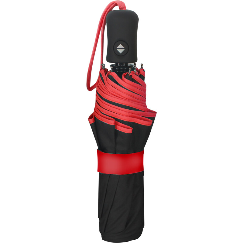 Susino Skládací automatický deštník černý s červeným lemem