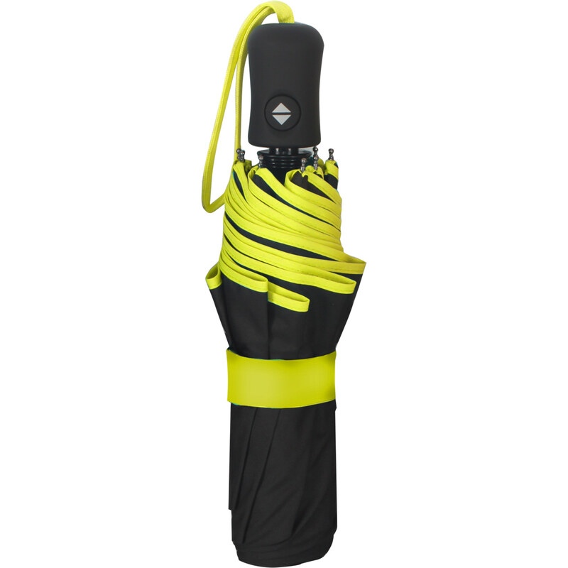 Susino Skládací automatický deštník černý s limetkovým lemem