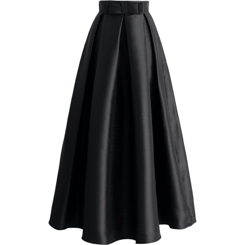 Dlouhá černá společenská skládaná sukně Chicwish XXL