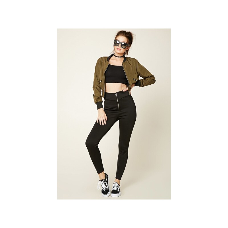 Forever 21 legíny Zip-Front High-Waisted