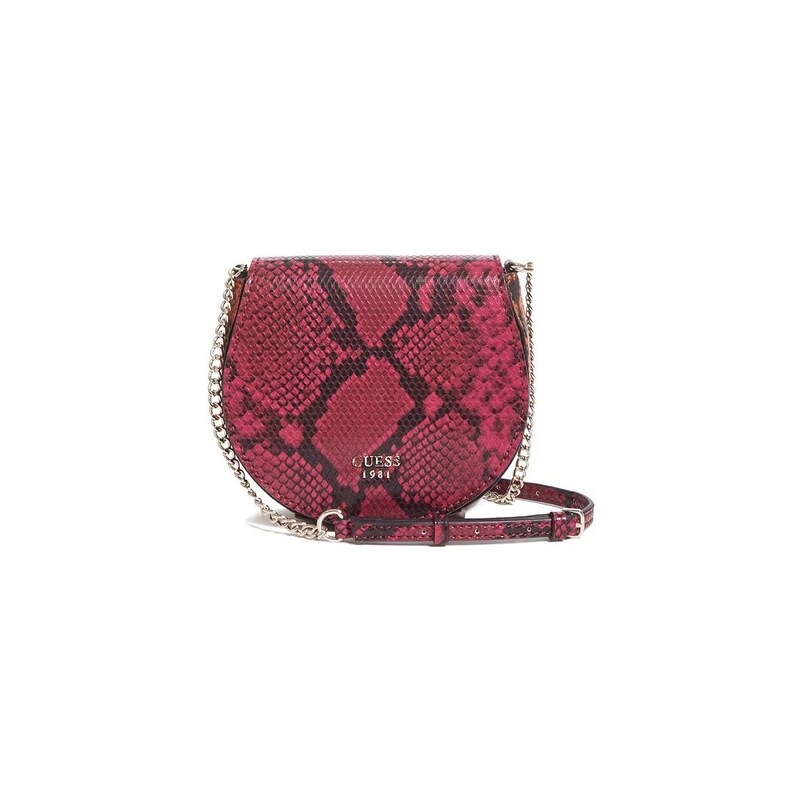 Guess kabelka Cate Python-Embossed Saddle Crossbody