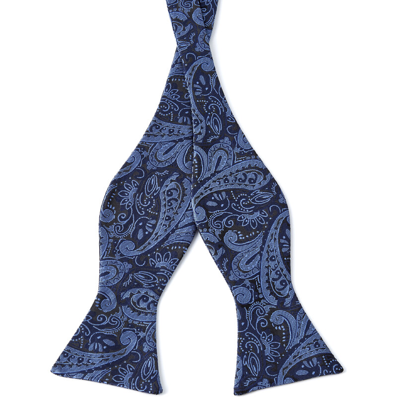 Trendhim Modrý polyesterový vázací motýlek s Paisley vzorem Q7-1-9207