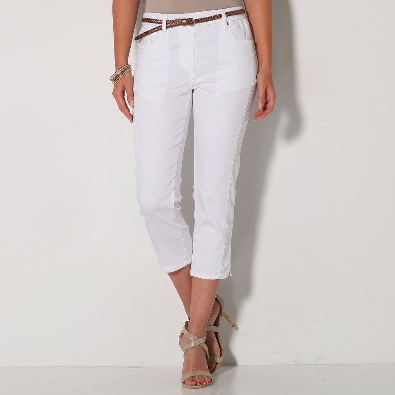 Blancheporte Korzárské kalhoty v zeštíhlujícím střihu bílá