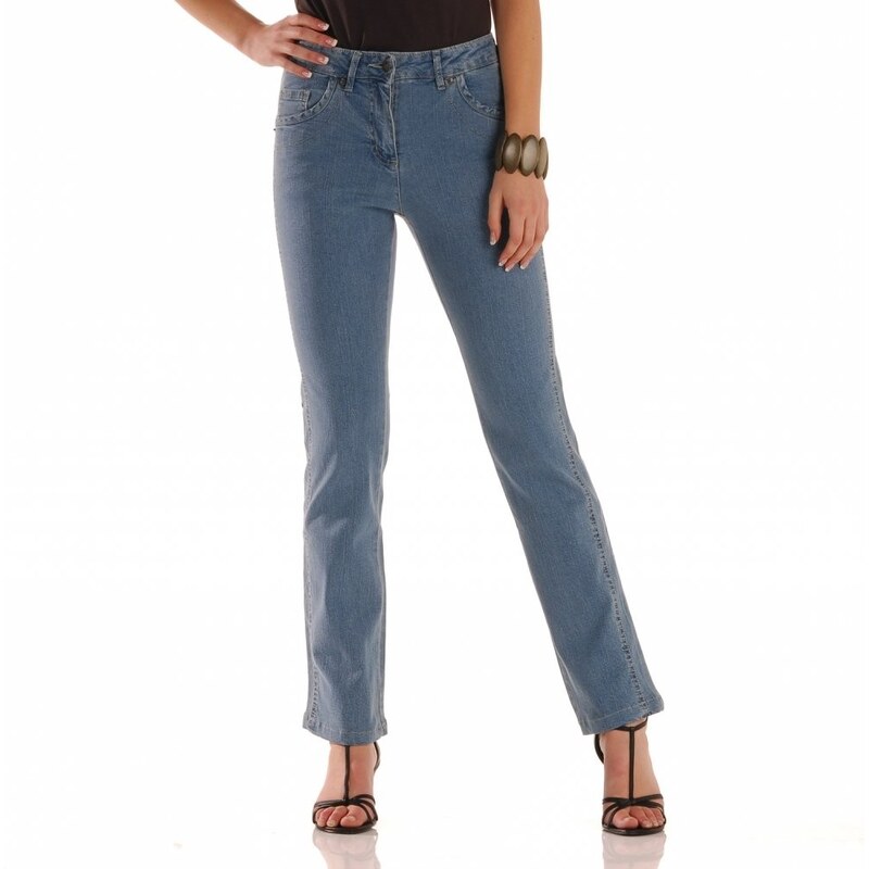 Blancheporte Zeštíhlující džínové kalhoty, nižší postava sepraná modrá