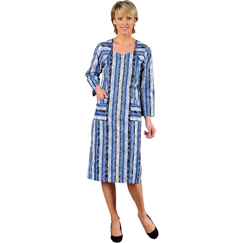 Blancheporte Domácí šaty na zip modrá potisk