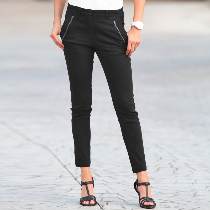 Blancheporte 7/8 kalhoty s kapsami na zip černá