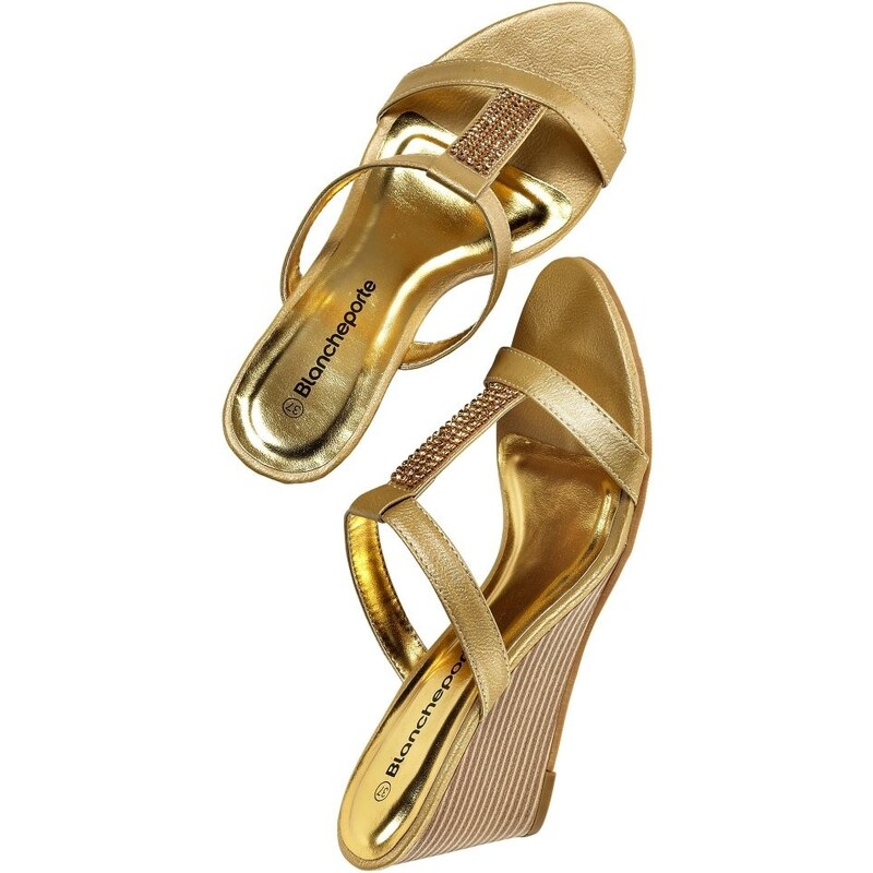 Blancheporte Páskové boty na klínovém podpatku zlatá
