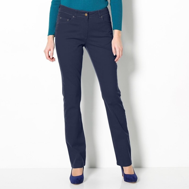 Blancheporte Strečové rovné kalhoty námořnická modrá