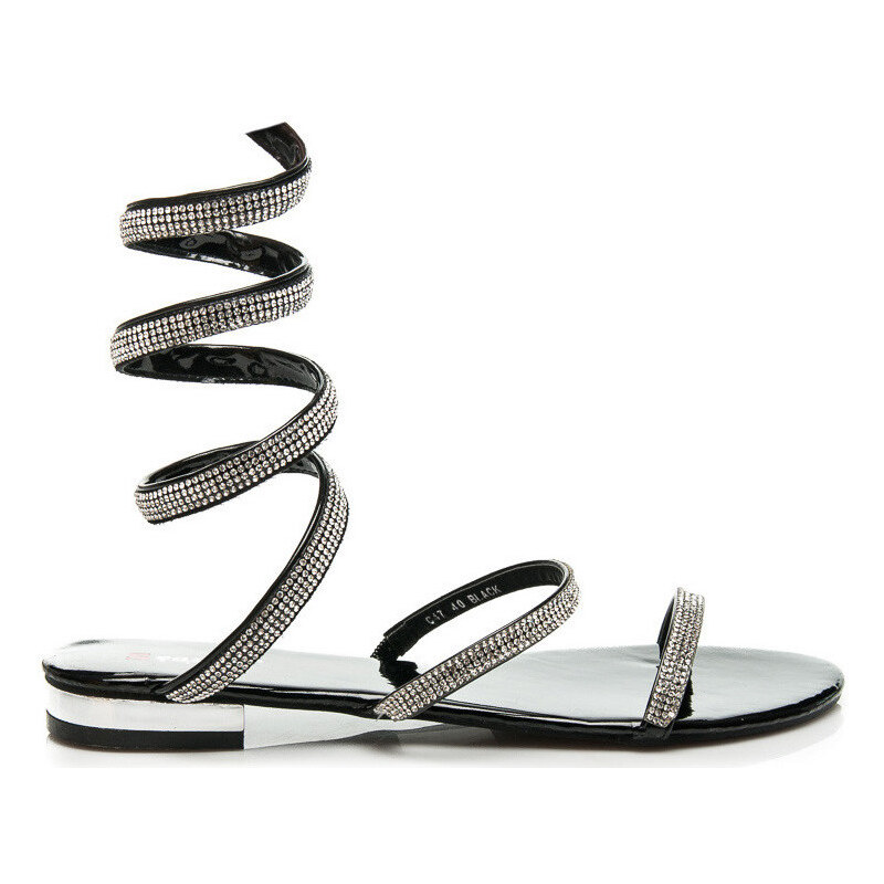 Seastar Sandály Elegantní černé blýštivé sandály z tenkých pásků Seastar