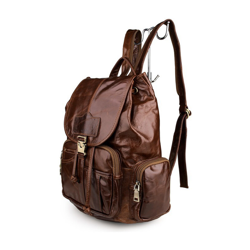 Delton Bags Víceúčelový hnědý kožený batoh R8-4-5783