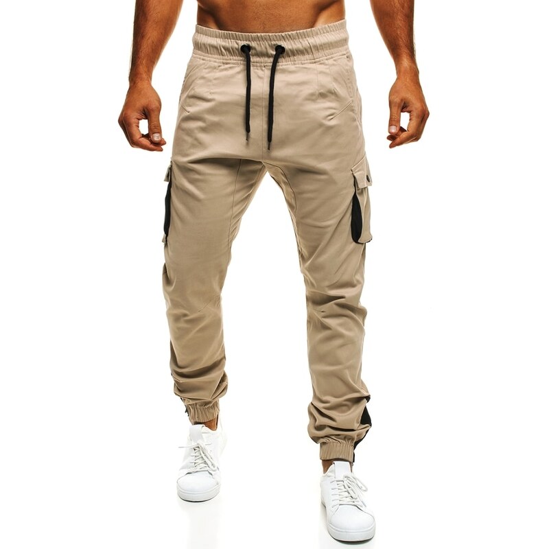Athletic Sportovní pánské kapsáčové kalhoty v pískové barvě ATHLETIC 705
