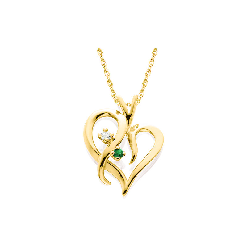 Eppi Zlaté srdce se smaragdem a diamantem v náhrdelníku Lynelle