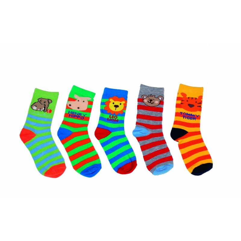 PIDILIDI Dětská sada 5 párů proužkovaných ponožek - barevná
