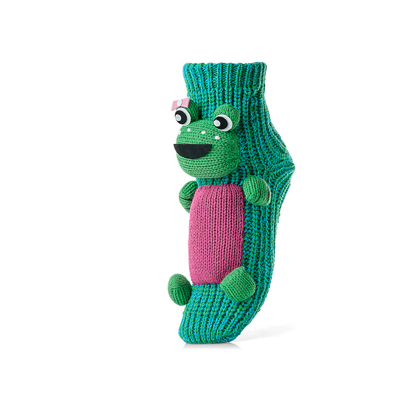 Attractive Pletené ponožky CHAUSSONS CHAUSSETTES 26 WHA FROG GREEN